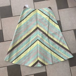 Lafayette 148 A-line midi skirt, grosgrain ribbon stripes